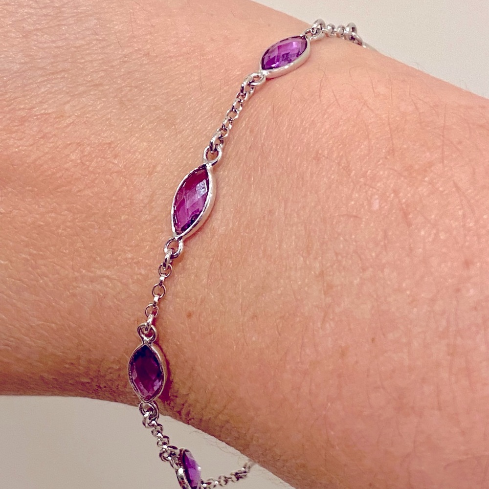 Synthetic Alexandrite Silver Bracelet